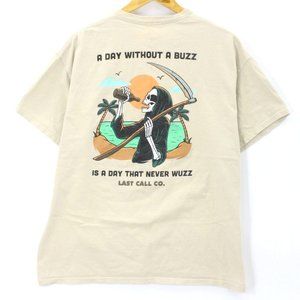 Last Call Company T-Shirt Men's Beige Short Sleeve Riper Graphic Cotton Size XL